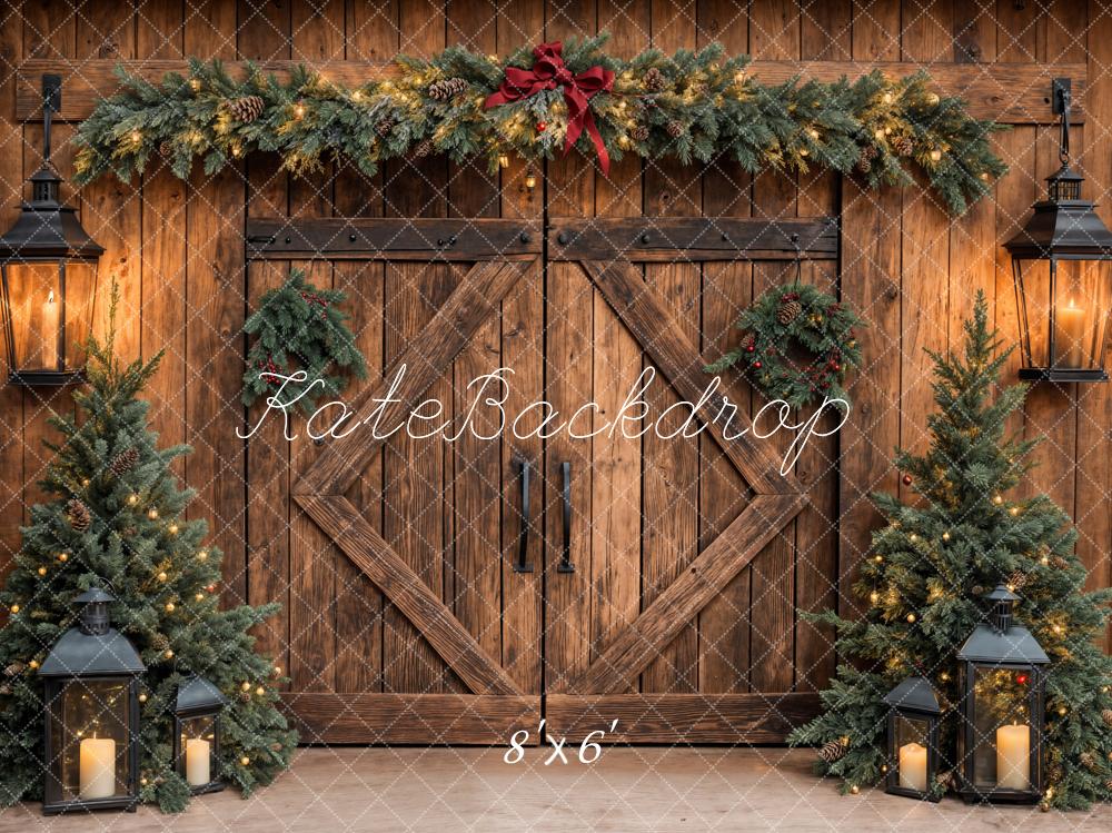 Kate Christmas Tree Rustic Barn Door Backdrop Designed by Emetselch - Image 3