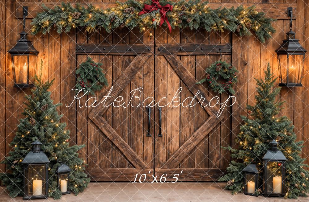 Kate Christmas Tree Rustic Barn Door Backdrop Designed by Emetselch - Image 4