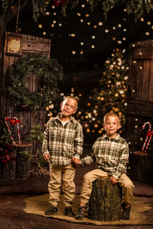 Kate Christmas Tree Rustic Barn Door Wooden Backdrop Designed by Emetselch - Image 3