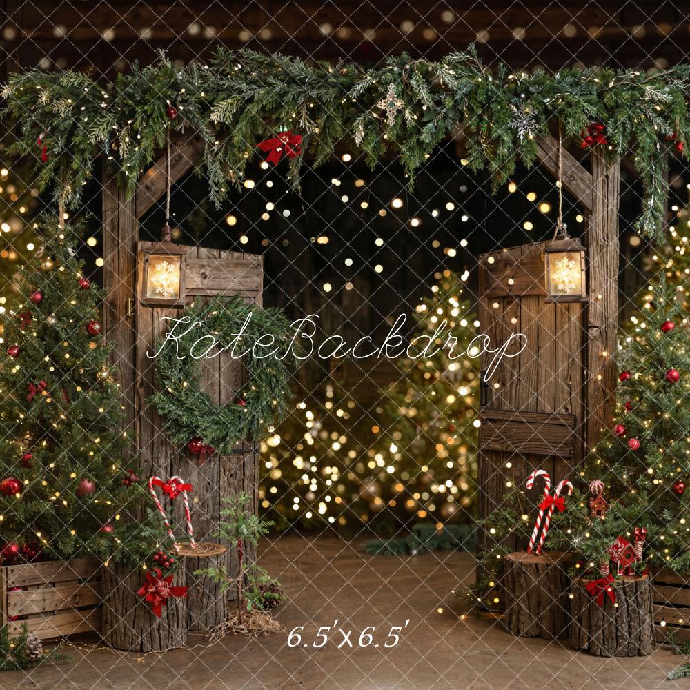 Kate Christmas Tree Rustic Barn Door Wooden Backdrop Designed by Emetselch - Image 4