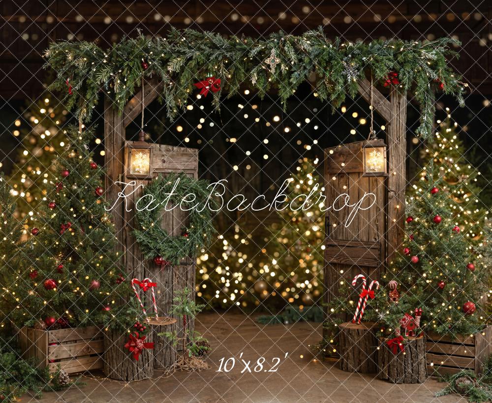Kate Christmas Tree Rustic Barn Door Wooden Backdrop Designed by Emetselch - Image 5