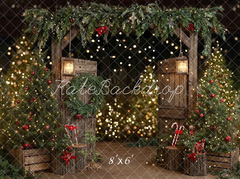 Kate Christmas Tree Rustic Barn Door Wooden Backdrop Designed by Emetselch - Image 6