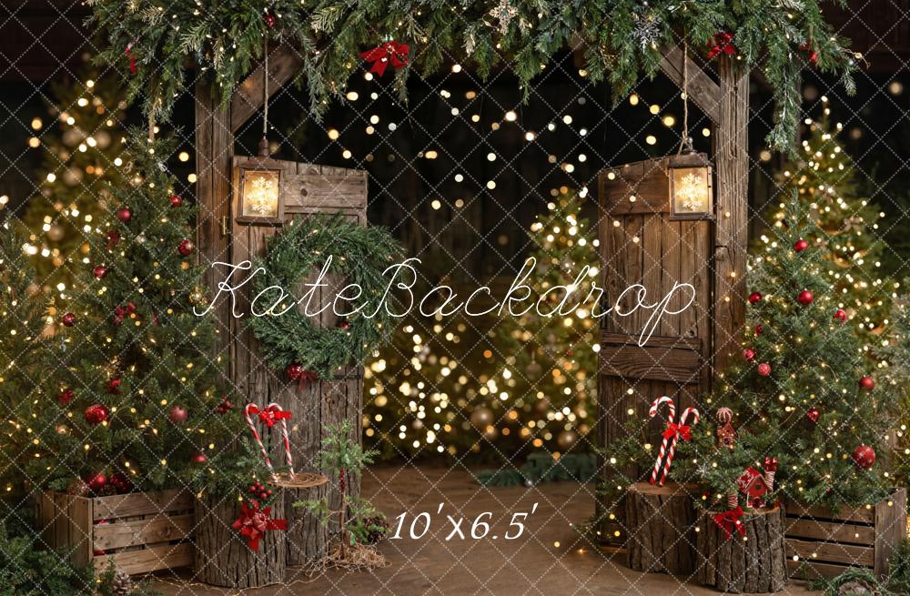 Kate Christmas Tree Rustic Barn Door Wooden Backdrop Designed by Emetselch - Image 7