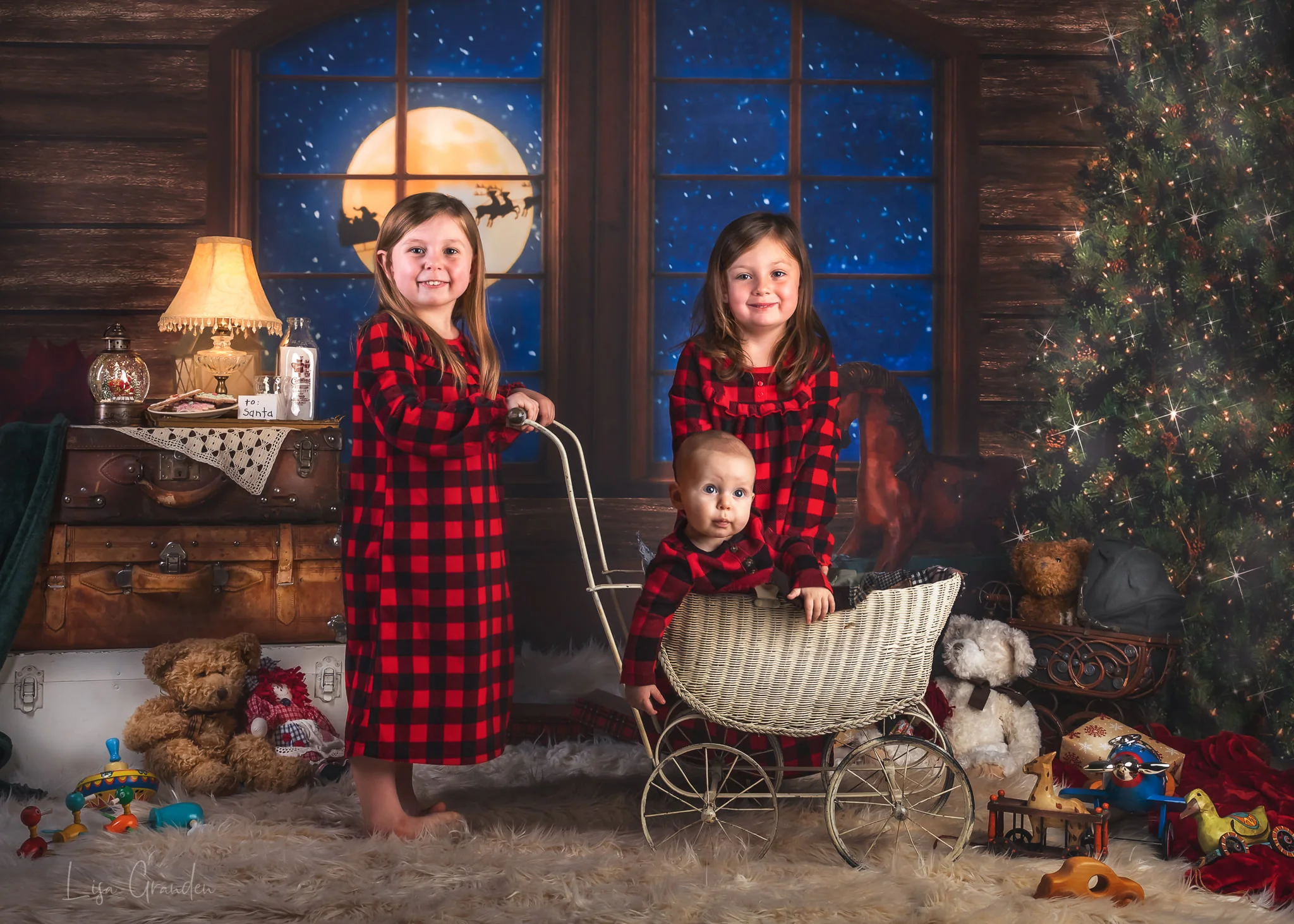 Kate Christmas Tree Santa Window Backdrop for Photography Designed by Lisa Granden - Image 10