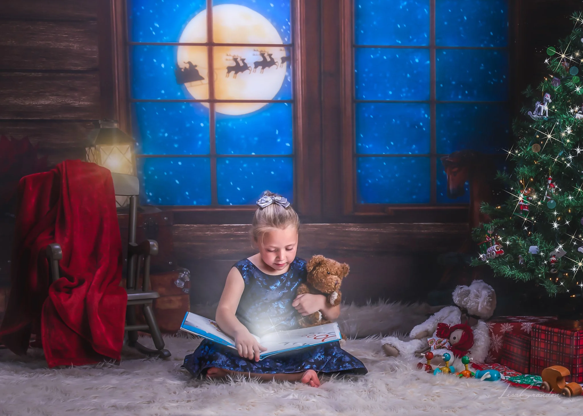 Kate Christmas Tree Santa Window Backdrop for Photography Designed by Lisa Granden - Image 4