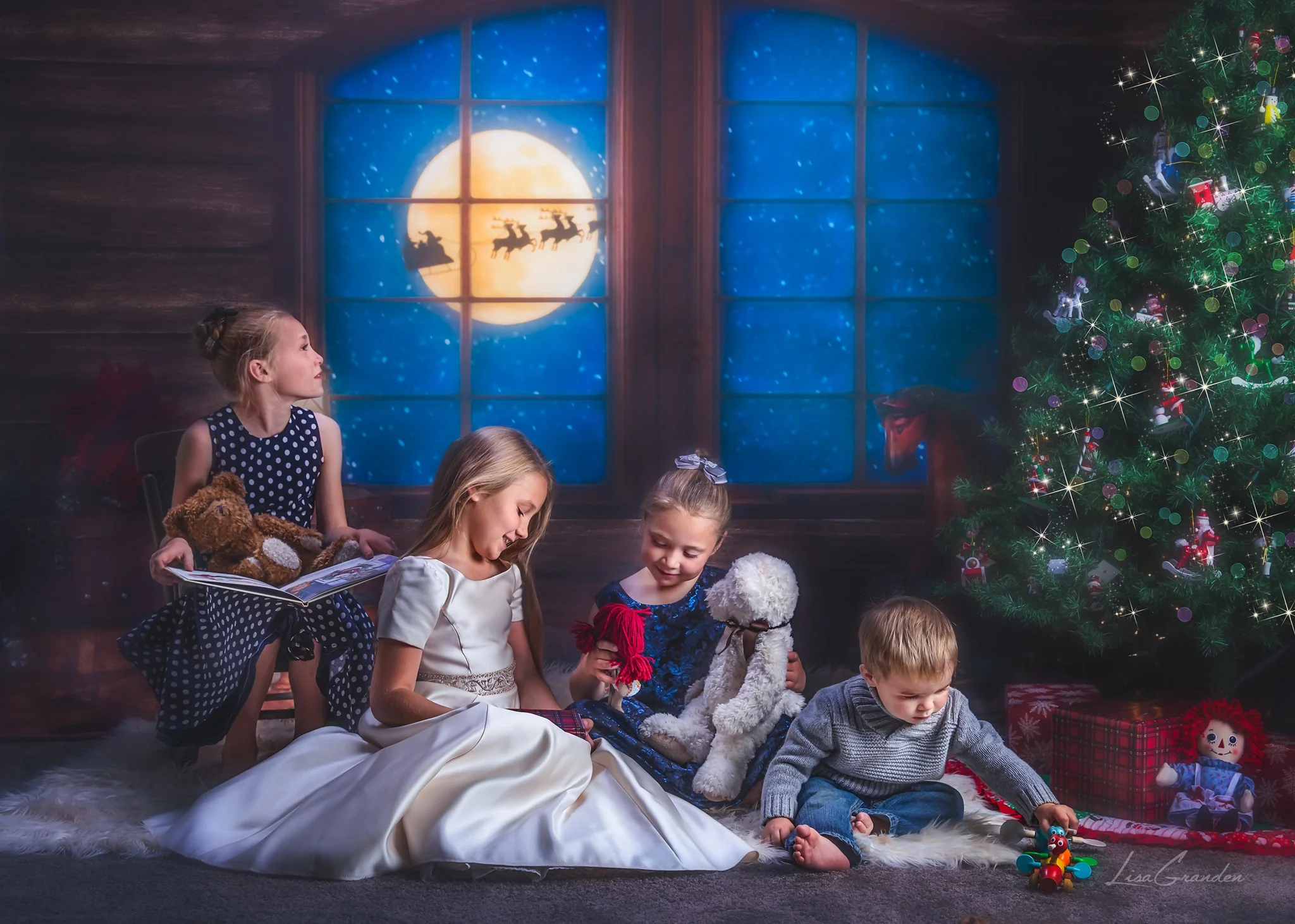Kate Christmas Tree Santa Window Backdrop for Photography Designed by Lisa Granden - Image 7