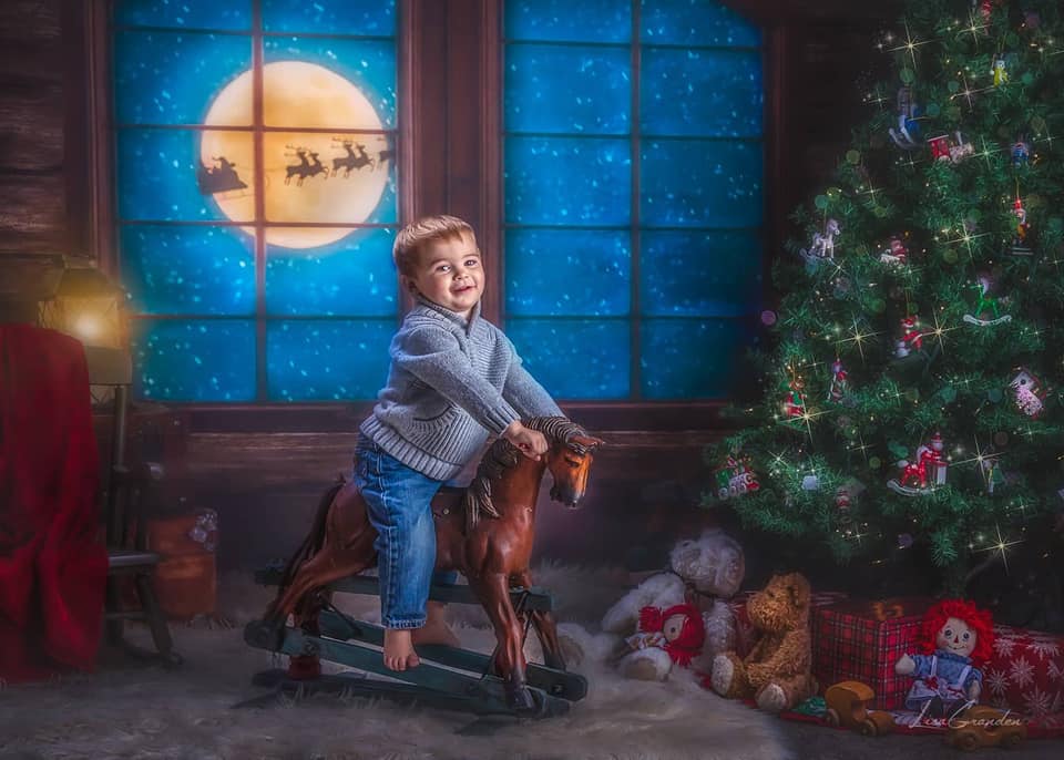Kate Christmas Tree Santa Window Backdrop for Photography Designed by Lisa Granden - Image 8