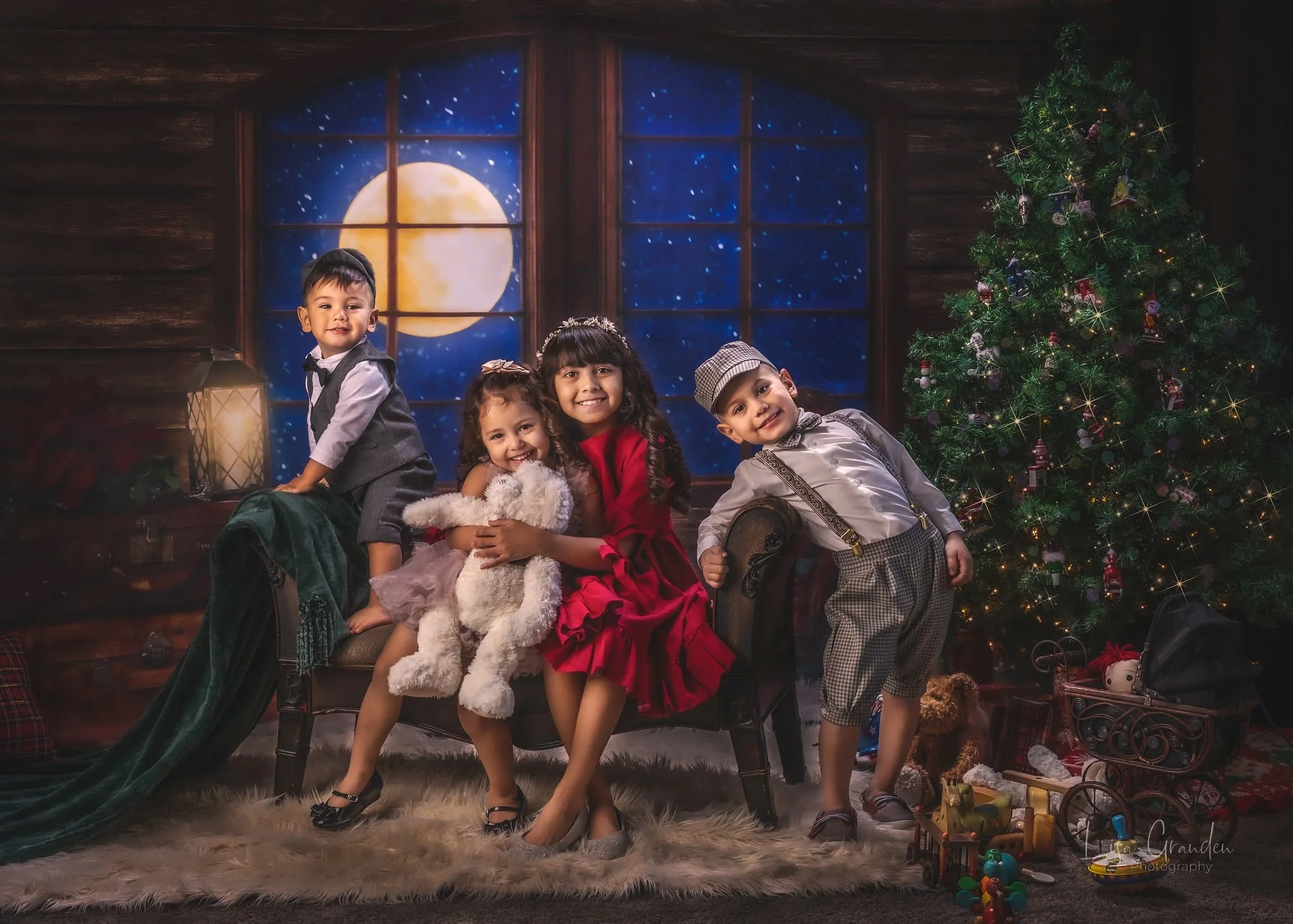Kate Christmas Tree Santa Window Backdrop for Photography Designed by Lisa Granden - Image 9