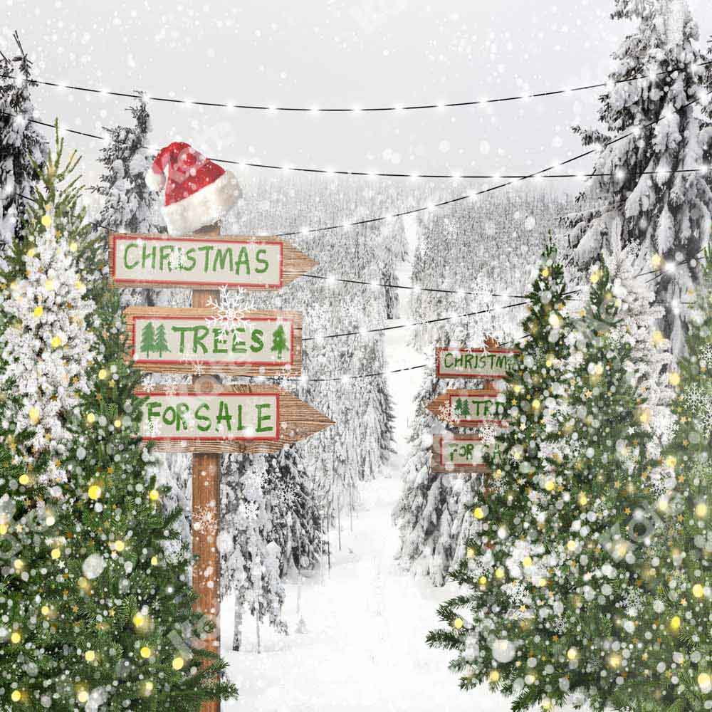 Kate Christmas Tree Snow Backdrop Winter Designed by Chain Photography - Image 2