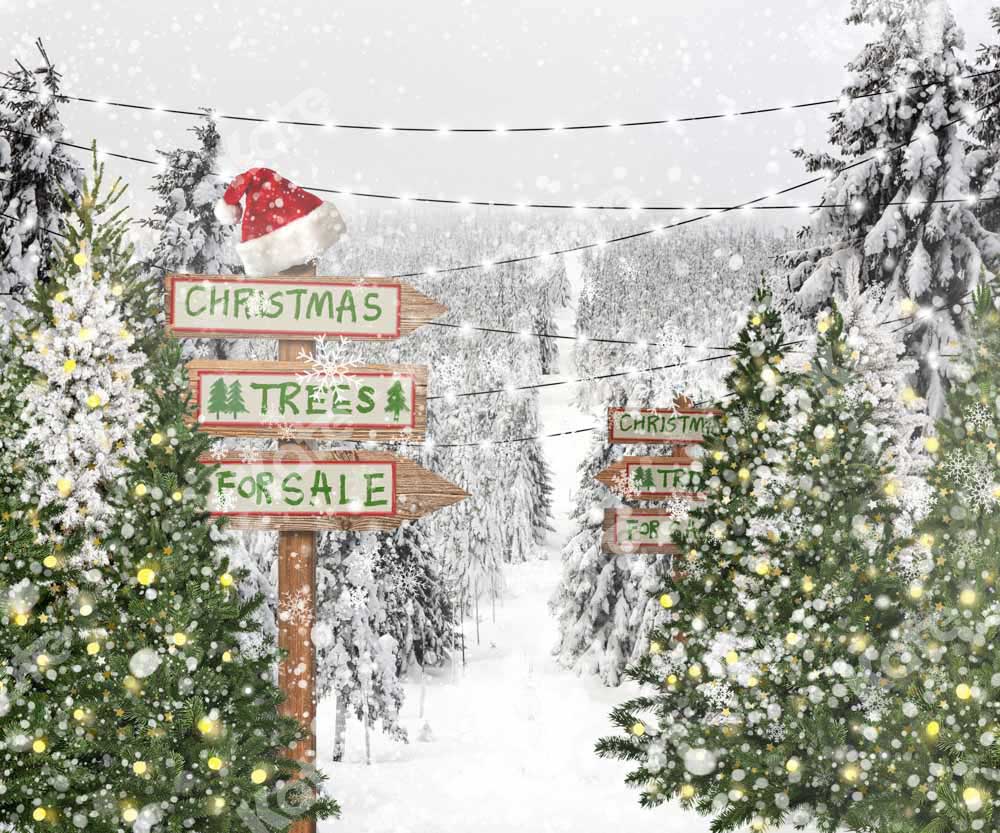 Kate Christmas Tree Snow Backdrop Winter Designed by Chain Photography - Image 3