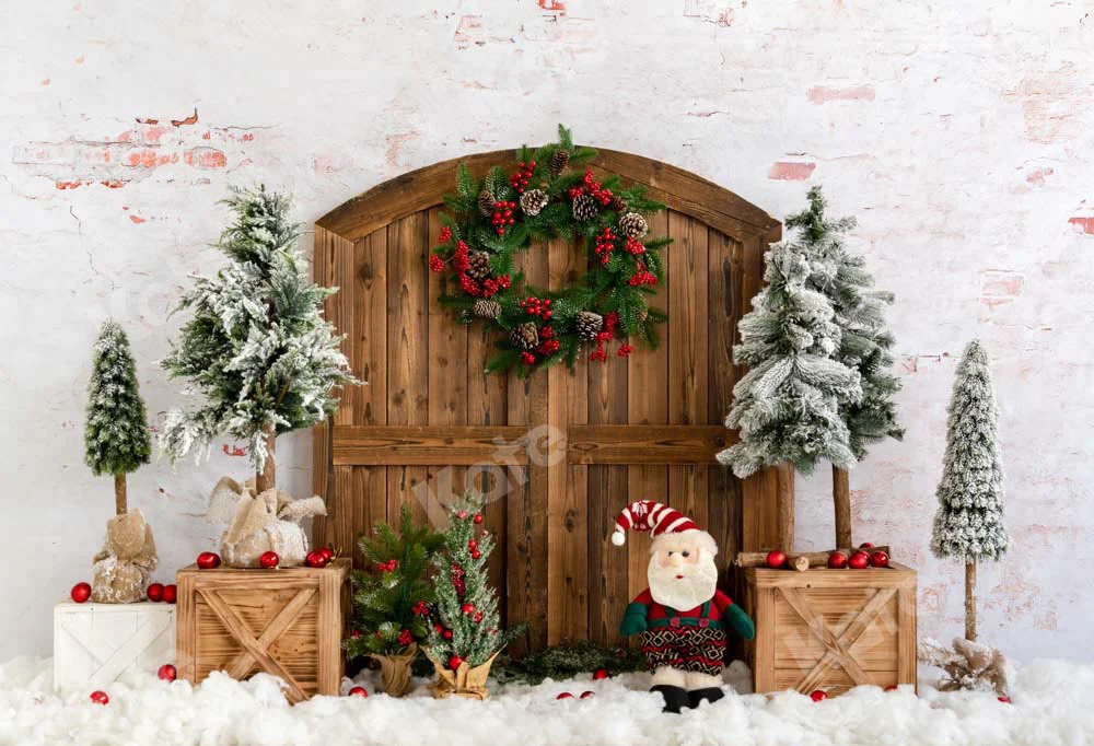 Kate Christmas Tree Snow Barn Door Backdrop Designed by Emetselch - Image 2