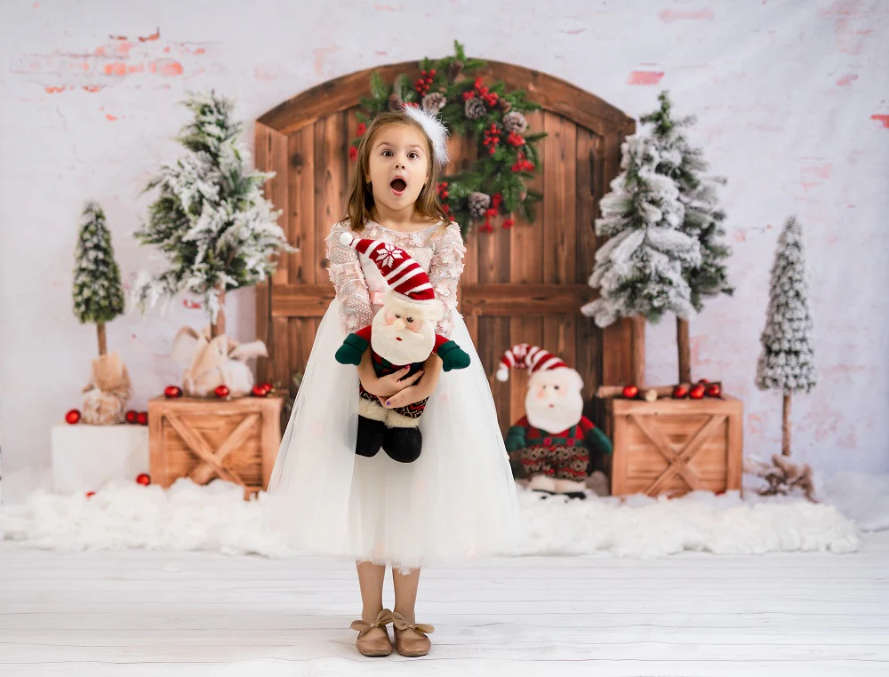 Kate Christmas Tree Snow Barn Door Backdrop Designed by Emetselch - Image 3