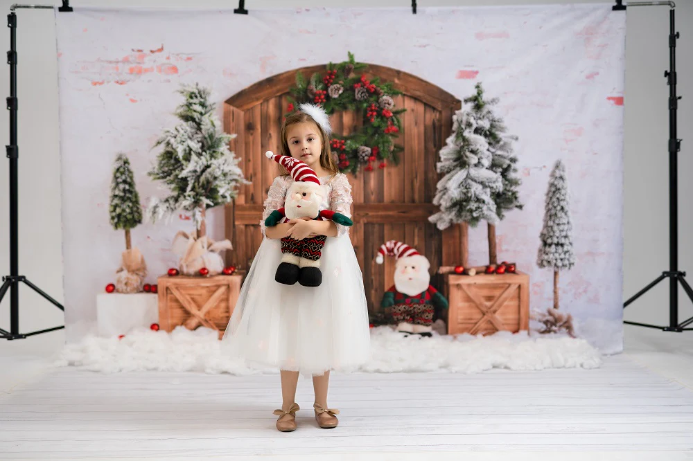 Kate Christmas Tree Snow Barn Door Backdrop Designed by Emetselch - Image 4