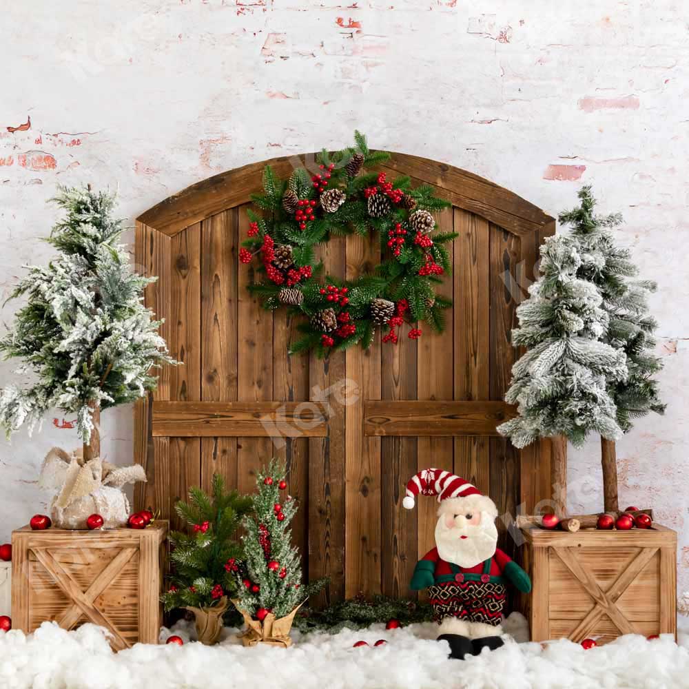 Kate Christmas Tree Snow Barn Door Backdrop Designed by Emetselch - Image 5