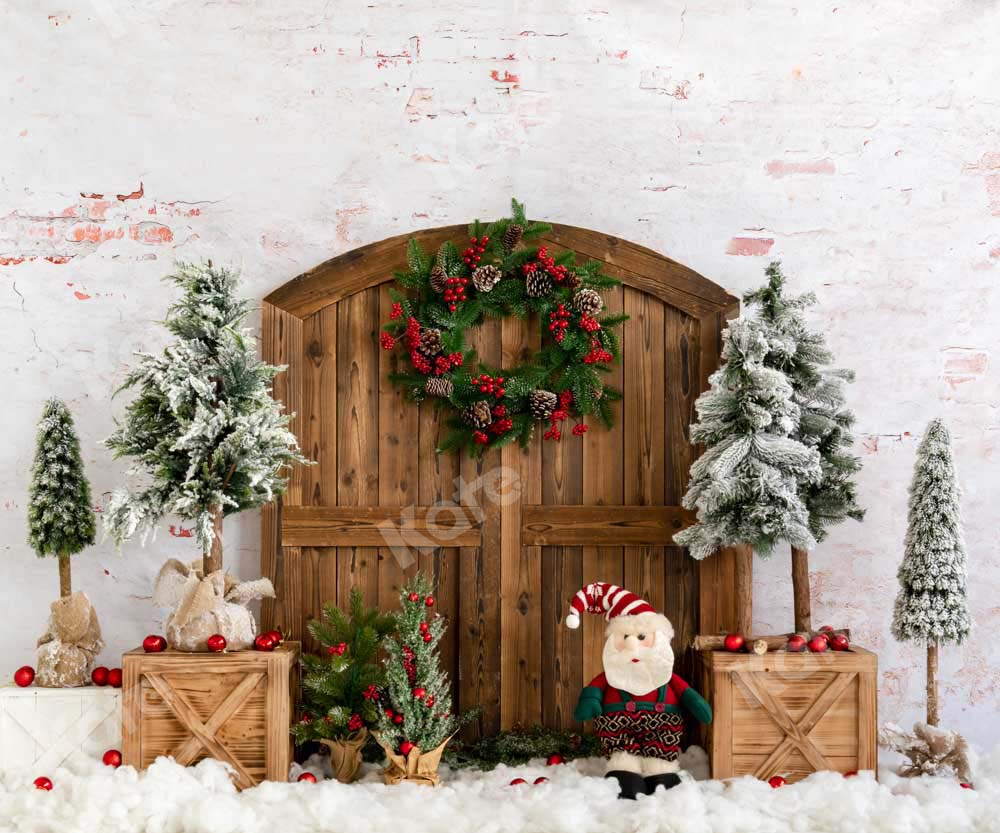 Kate Christmas Tree Snow Barn Door Backdrop Designed by Emetselch - Image 6