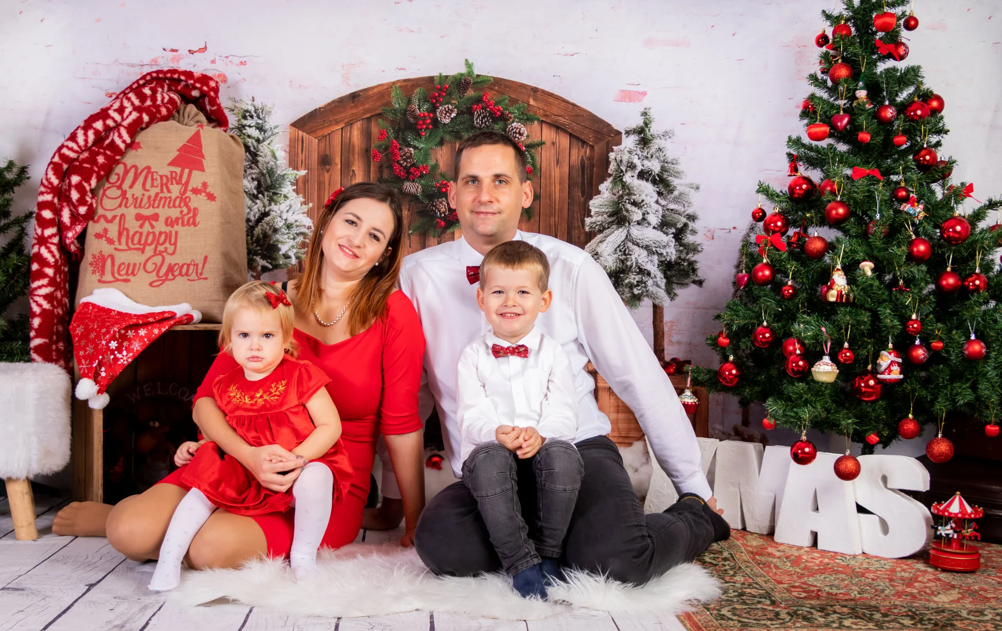 Kate Christmas Tree Snow Barn Door Backdrop Designed by Emetselch - Image 7