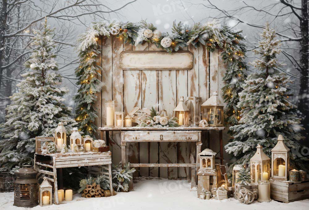 Kate Christmas Tree Snow Candles Backdrop Designed by Emetselch - Image 2