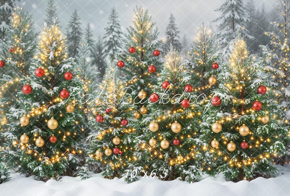 Kate Christmas Tree Snow Forest Fleece Backdrop Designed by Emetselch - Image 2