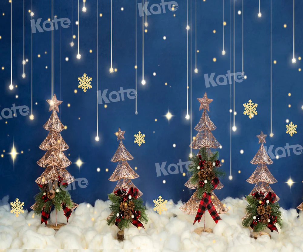 Kate Christmas Tree Snow Star Cloud Blue Backdrop Designed by Emetselch - Image 3
