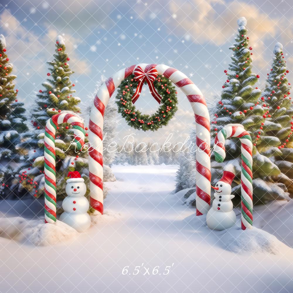 Kate Christmas Tree Snowman Candy Arch Backdrop Designed by Chain Photography - Image 2
