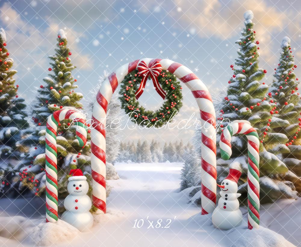 Kate Christmas Tree Snowman Candy Arch Backdrop Designed by Chain Photography - Image 3