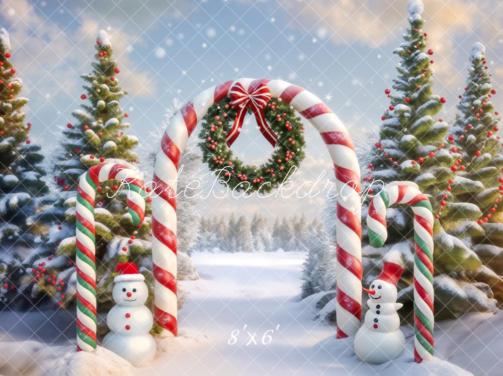 Kate Christmas Tree Snowman Candy Arch Backdrop Designed by Chain Photography - Image 4