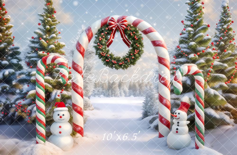 Kate Christmas Tree Snowman Candy Arch Backdrop Designed by Chain Photography - Image 5