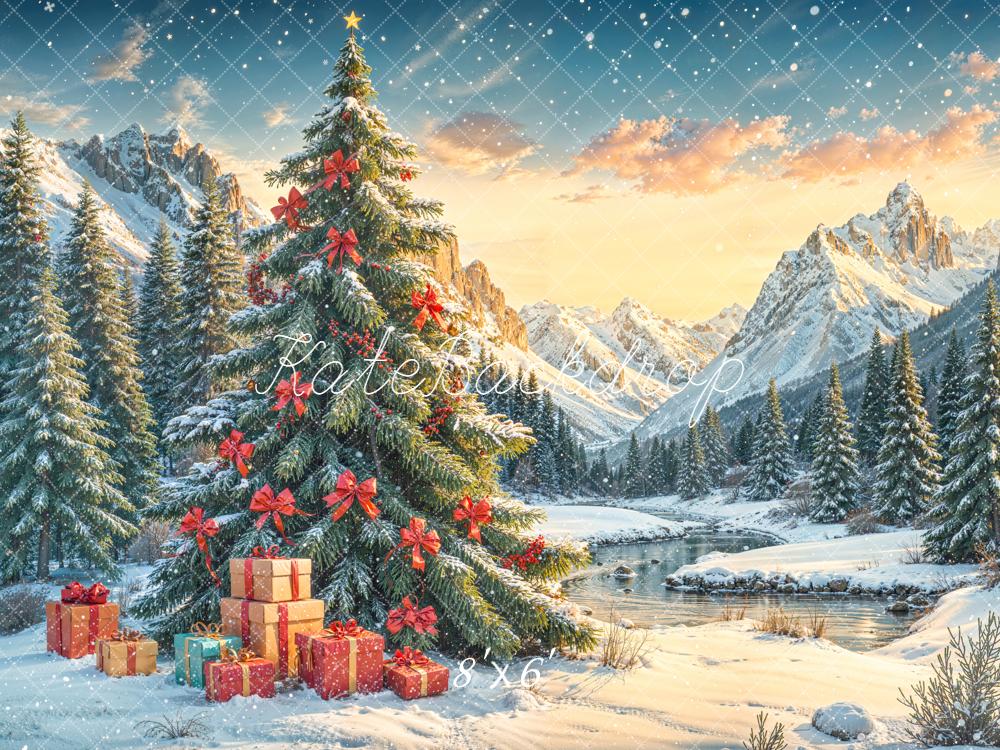 Kate Christmas Tree Snowy Forest Mountain Backdrop Designed by Emetselch - Image 4