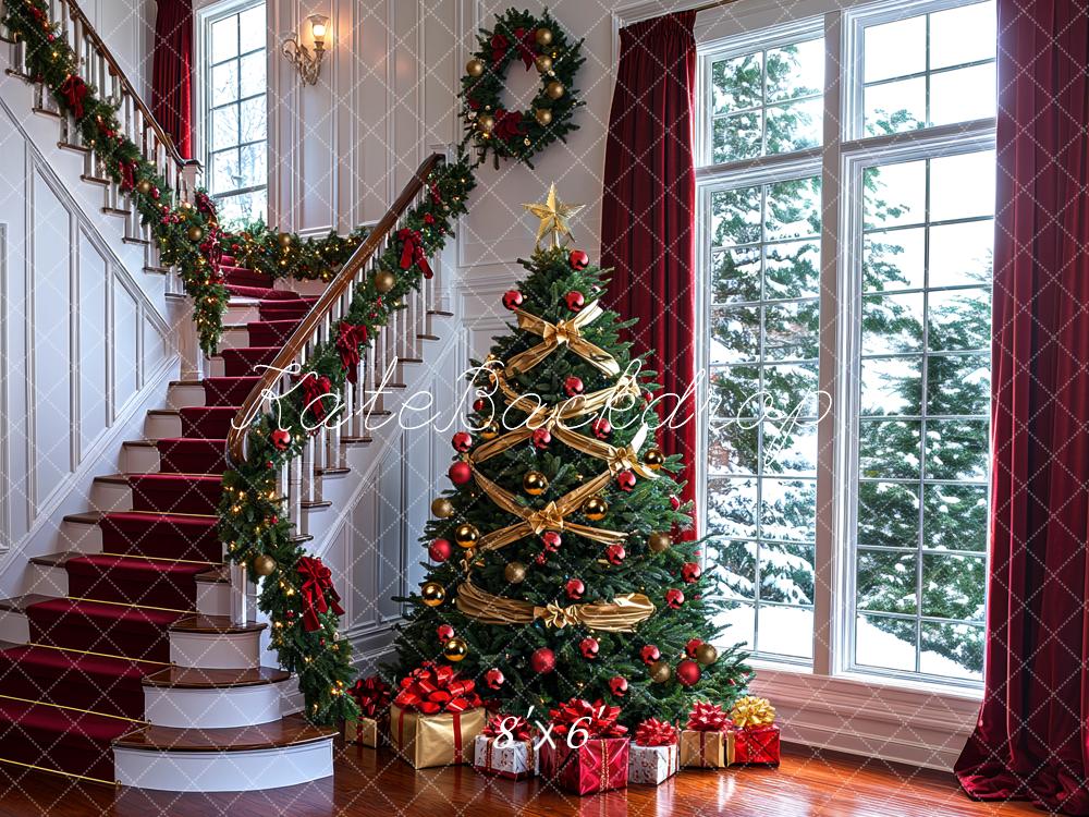 Kate Christmas Tree Staircase Presents Backdrop Designed by Mini MakeBelieve - Image 3