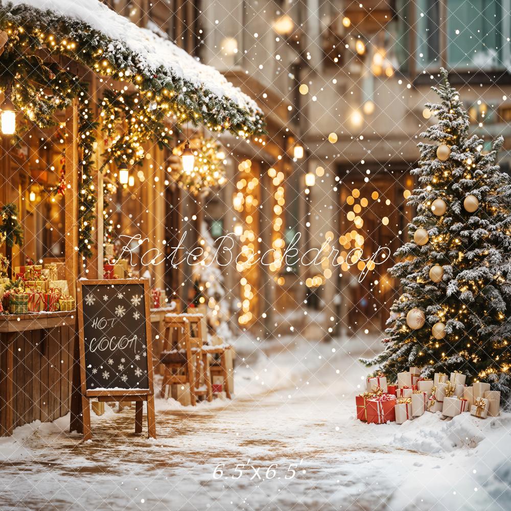 Kate Christmas Tree Street Hot Cocoa Shop Backdrop Designed by Emetselch - Image 11