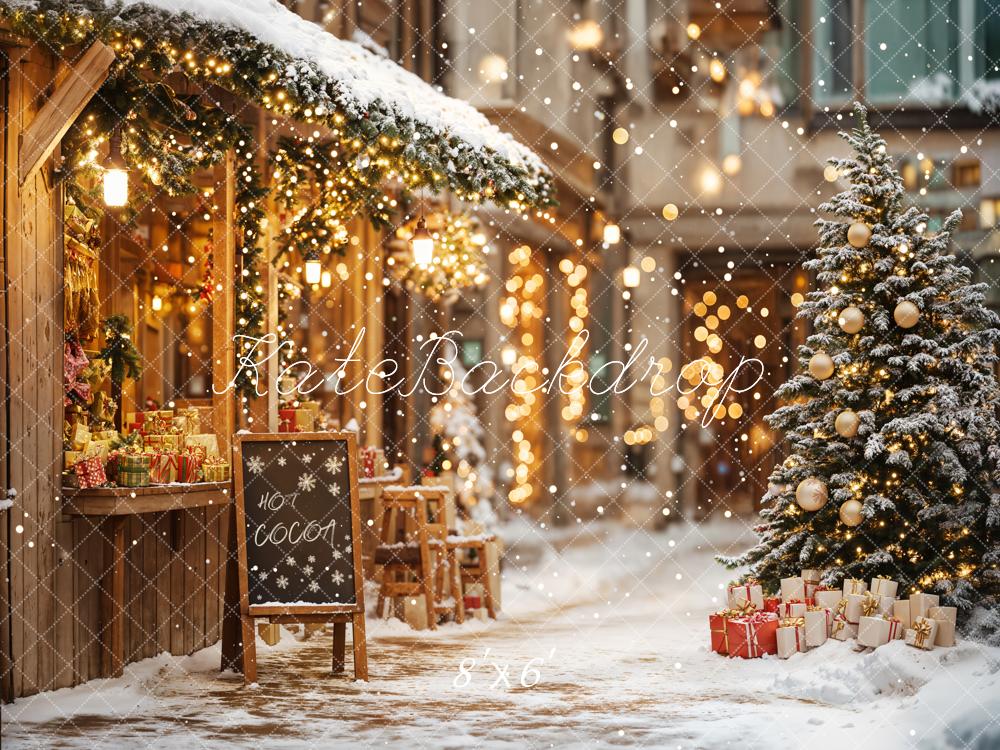Kate Christmas Tree Street Hot Cocoa Shop Backdrop Designed by Emetselch - Image 12