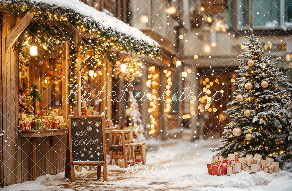 Kate Christmas Tree Street Hot Cocoa Shop Backdrop Designed by Emetselch - Image 13
