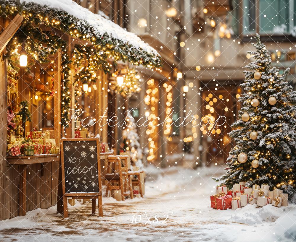 Kate Christmas Tree Street Hot Cocoa Shop Backdrop Designed by Emetselch - Image 14