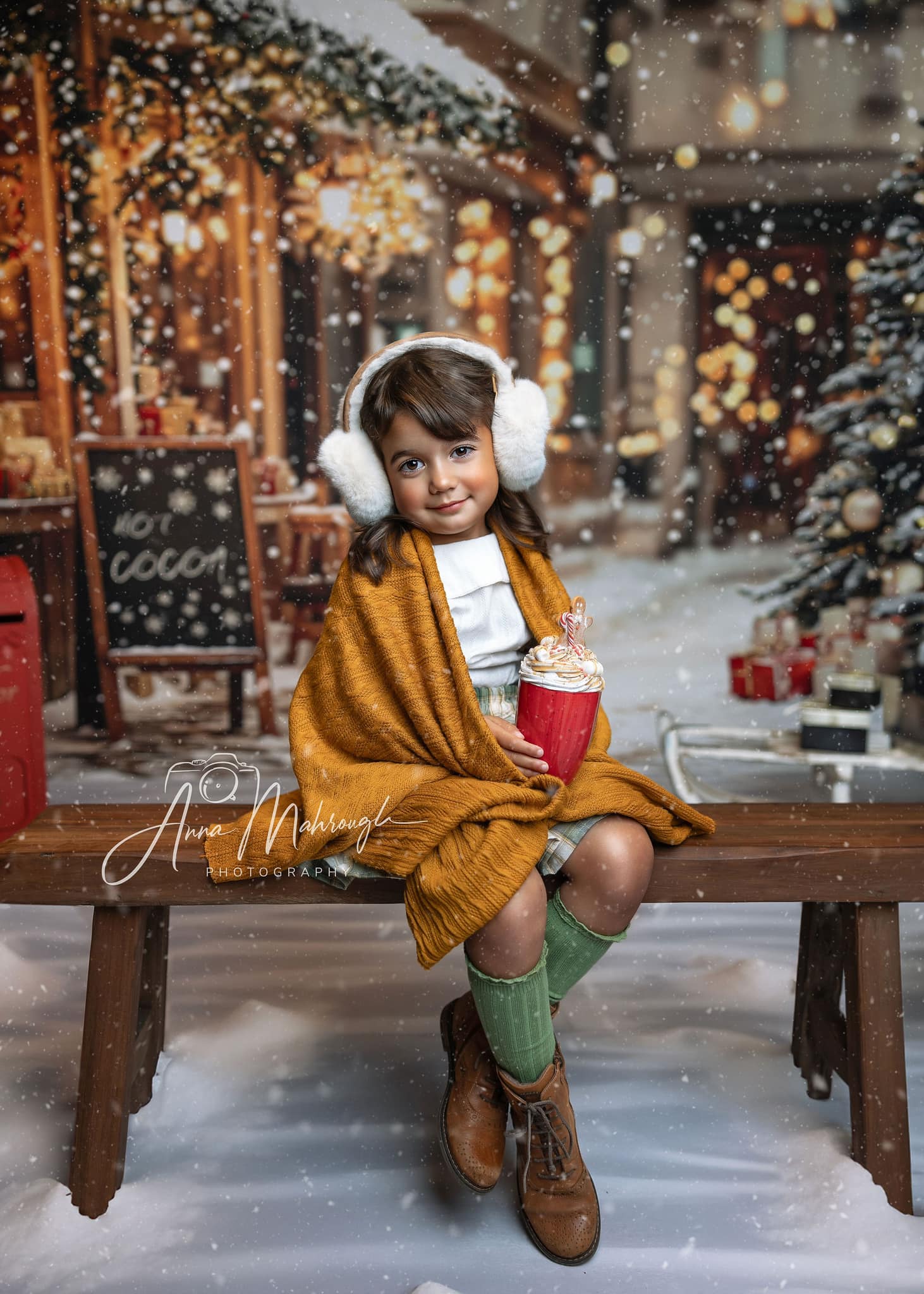 Kate Christmas Tree Street Hot Cocoa Shop Backdrop Designed by Emetselch - Image 7
