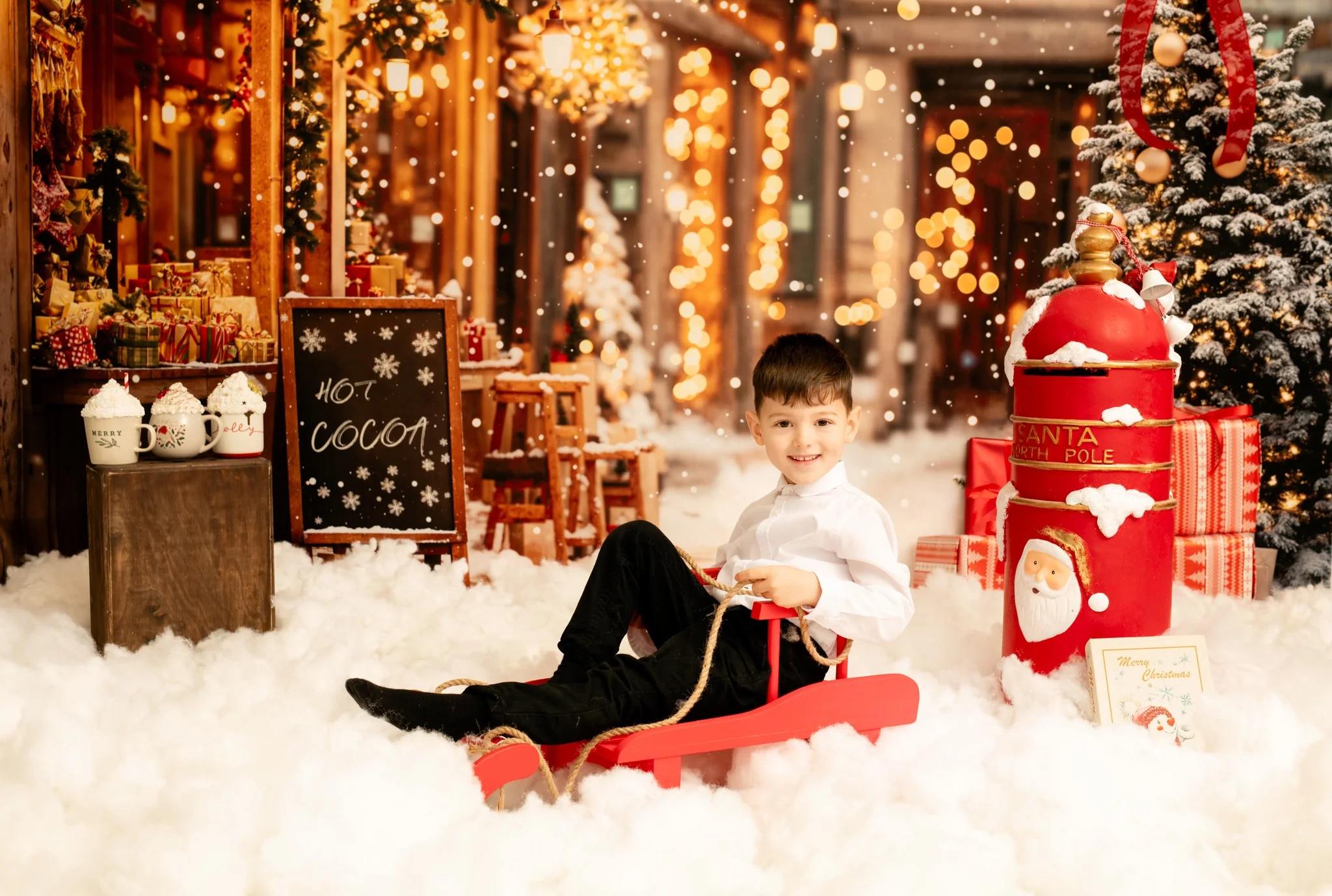 Kate Christmas Tree Street Hot Cocoa Shop Backdrop Designed by Emetselch - Image 8
