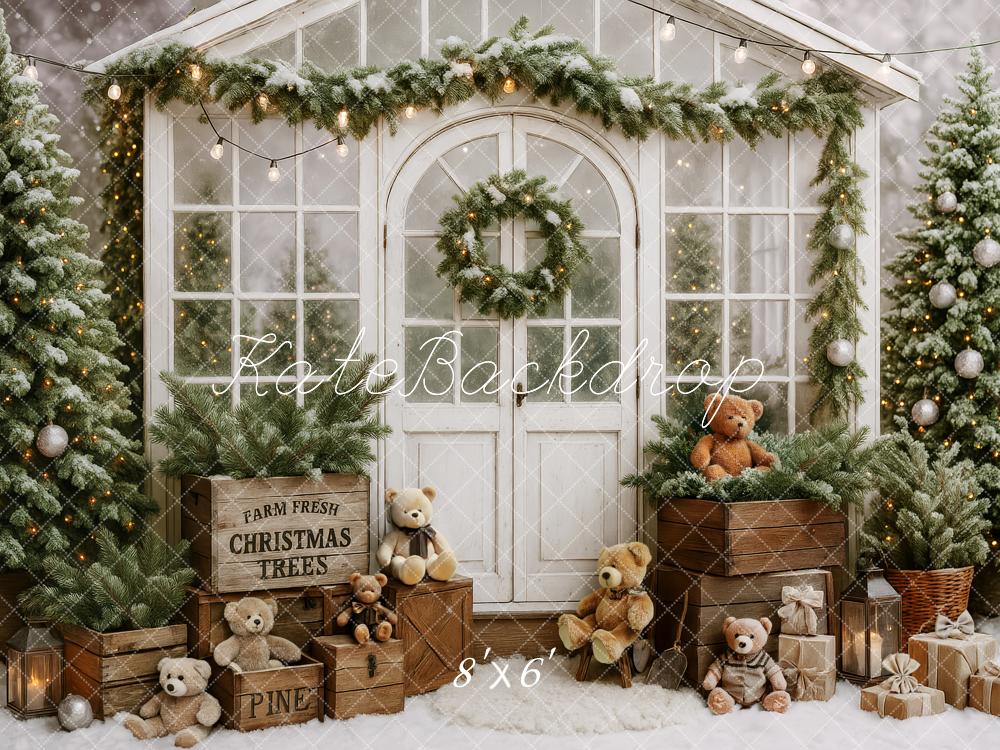 Kate Christmas Tree Teddy Bear White Cabin Backdrop Designed by Patty Robert - Image 5