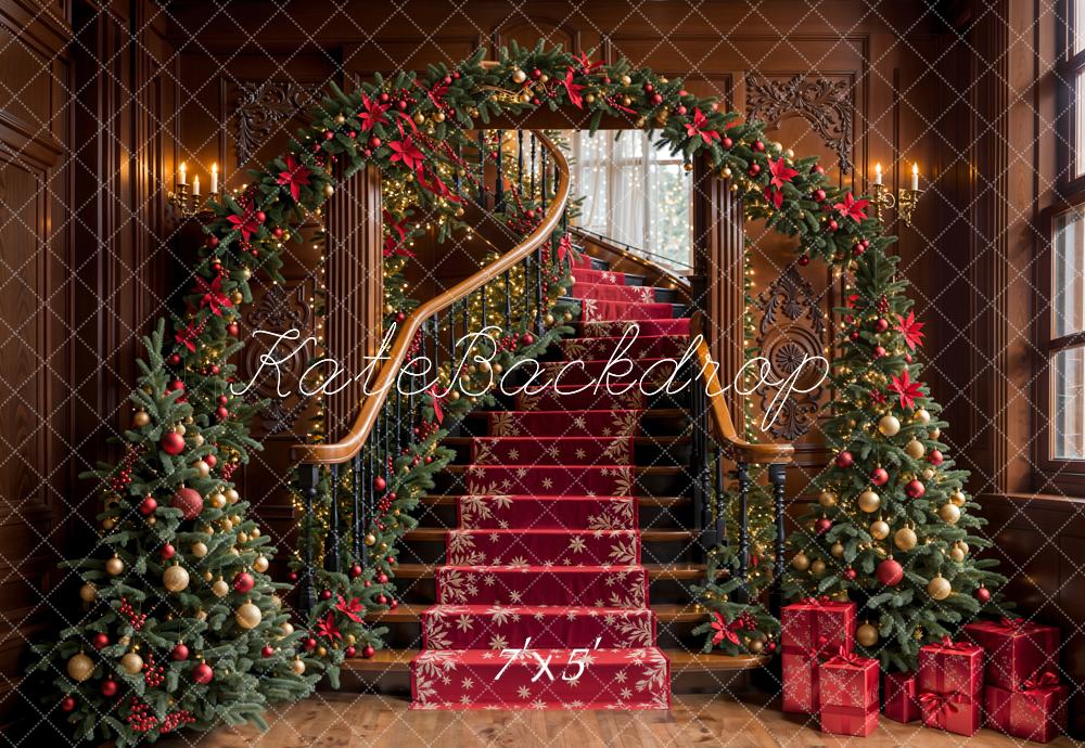 Kate Christmas Tree Vintage Stairs Backdrop Designed by Emetselch - Image 2