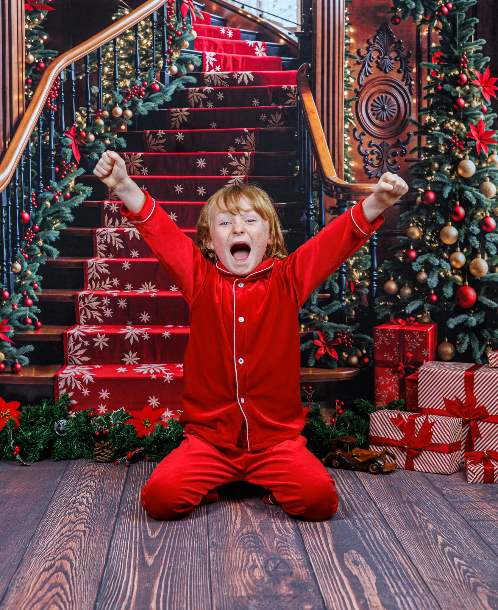 Kate Christmas Tree Vintage Stairs Backdrop Designed by Emetselch - Image 6