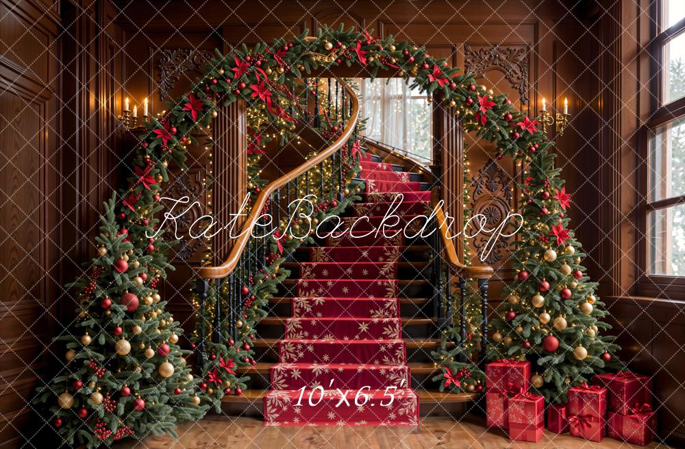 Kate Christmas Tree Vintage Stairs Backdrop Designed by Emetselch - Image 9