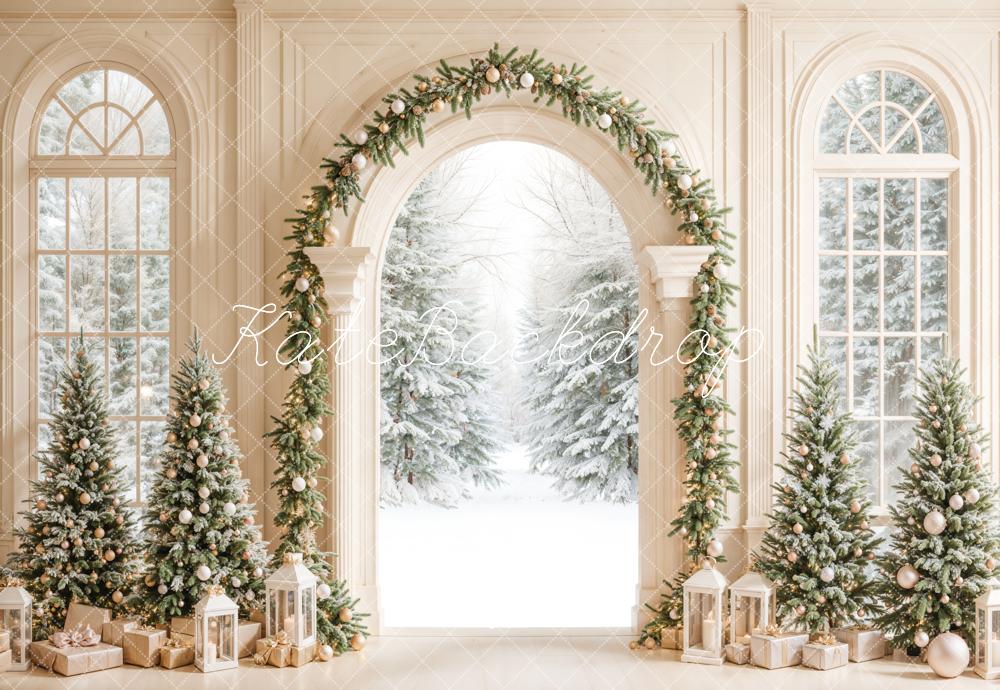 Kate Christmas Tree White Arched Door Backdrop Designed by Emetselch - Image 2