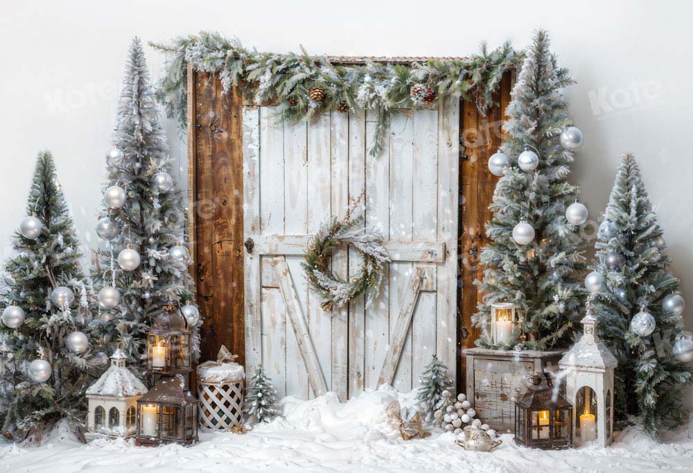 Kate Christmas Tree White Barn Door Backdrop Designed by Emetselch - Image 2