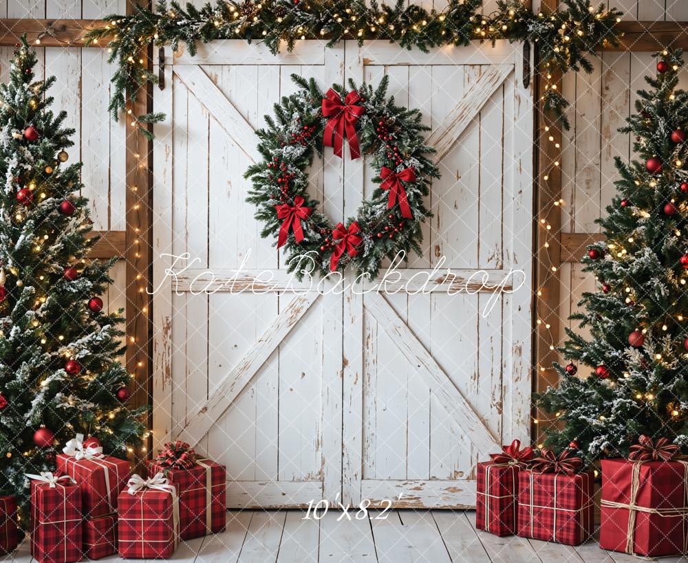 Kate Christmas Tree White Barn Door Backdrop Designed by Emetselch - Image 2