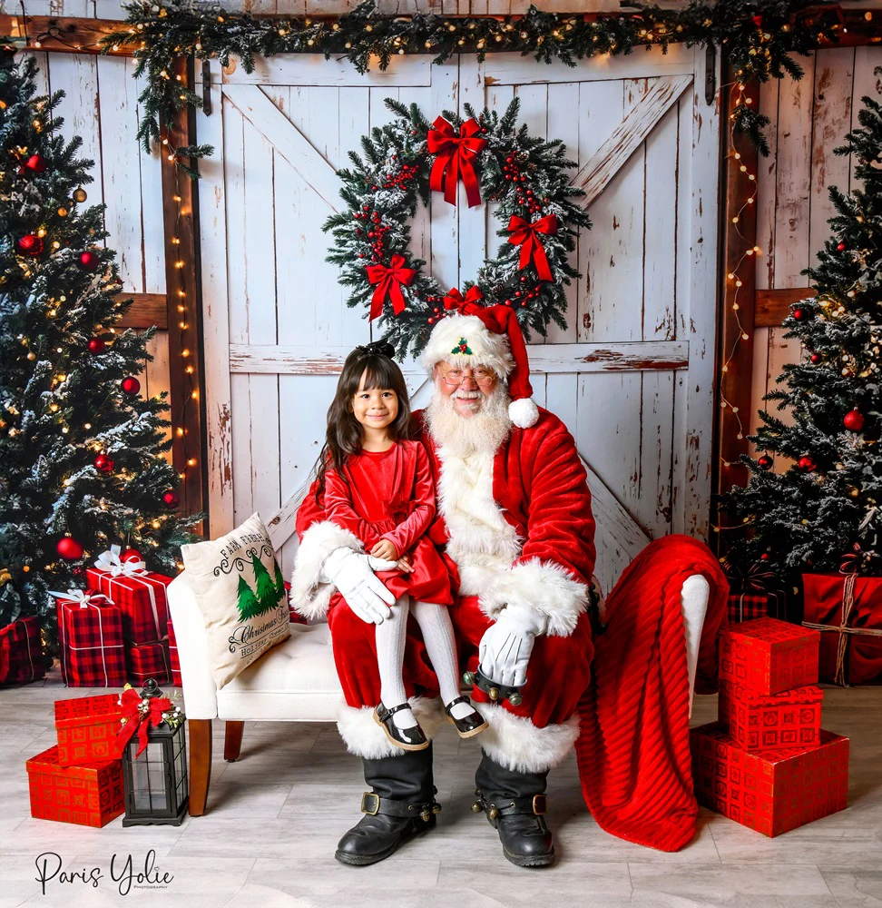 Kate Christmas Tree White Barn Door Backdrop Designed by Emetselch - Image 3
