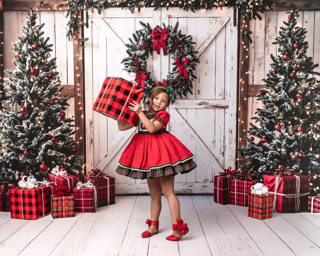 Kate Christmas Tree White Barn Door Backdrop Designed by Emetselch - Image 5