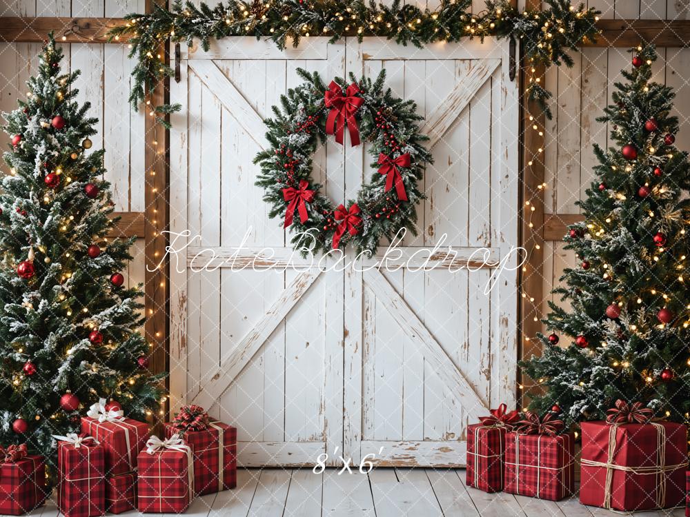 Kate Christmas Tree White Barn Door Backdrop Designed by Emetselch - Image 6