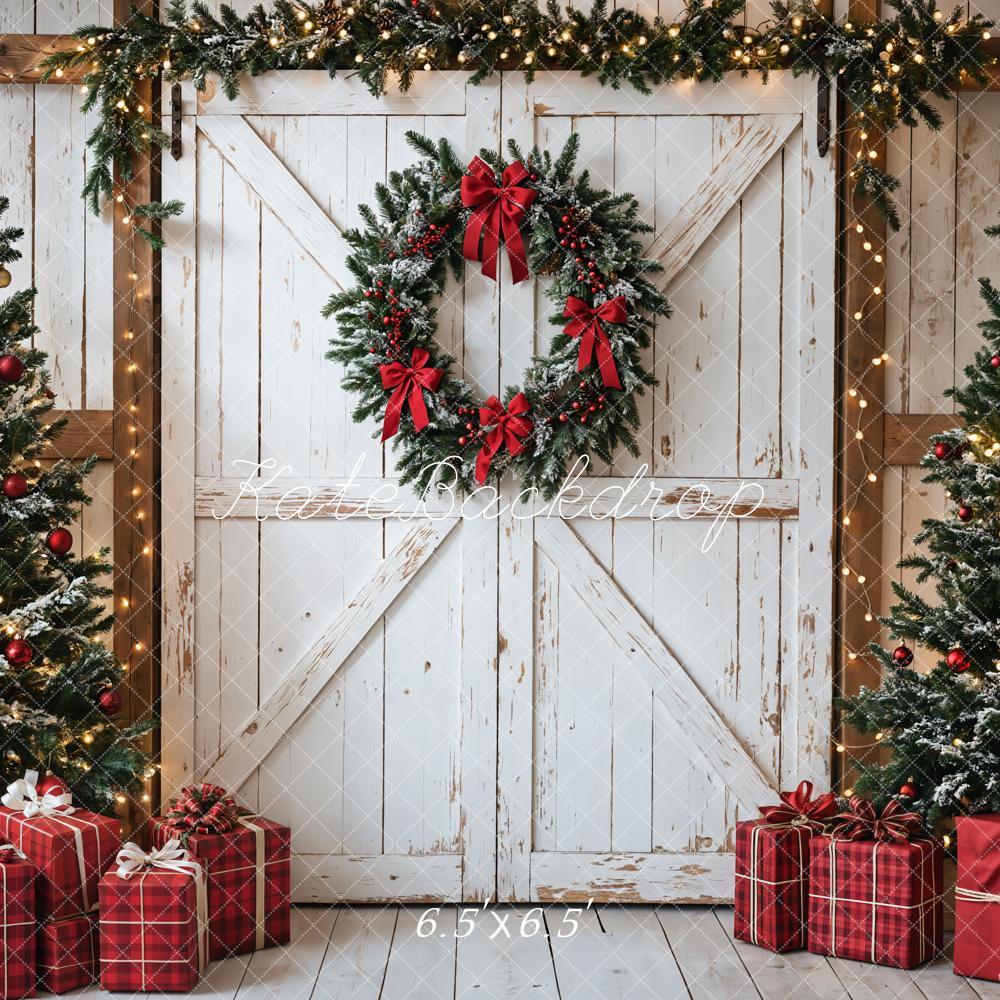 Kate Christmas Tree White Barn Door Backdrop Designed by Emetselch - Image 7