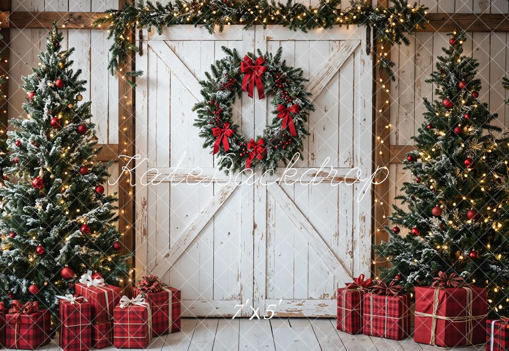 Kate Christmas Tree White Barn Door Backdrop Designed by Emetselch - Image 9