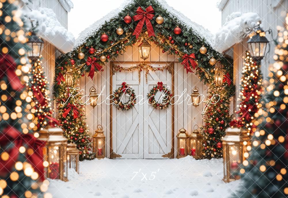 Kate Christmas Tree White Barn Door Backdrop Designed by Emetselch - Image 2