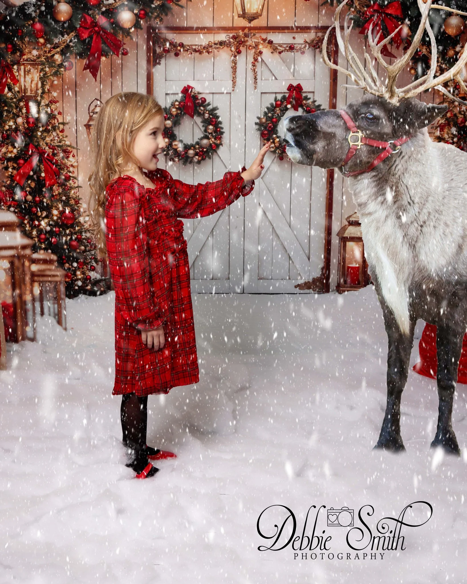 Kate Christmas Tree White Barn Door Backdrop Designed by Emetselch - Image 3