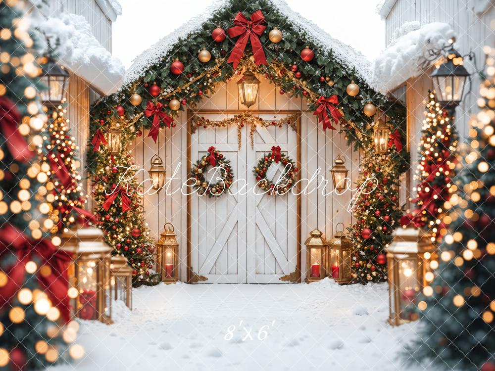 Kate Christmas Tree White Barn Door Backdrop Designed by Emetselch - Image 5